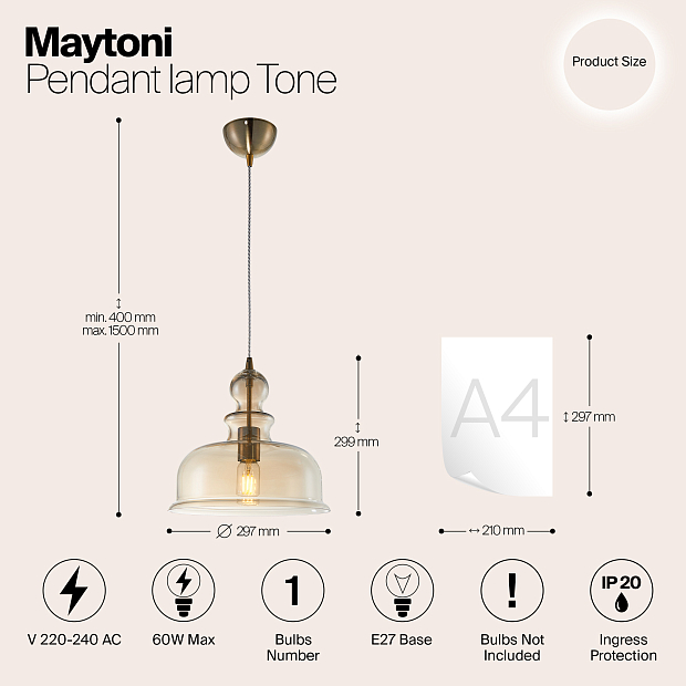 Подвесной светильник Maytoni Tone P001PL-01BZ