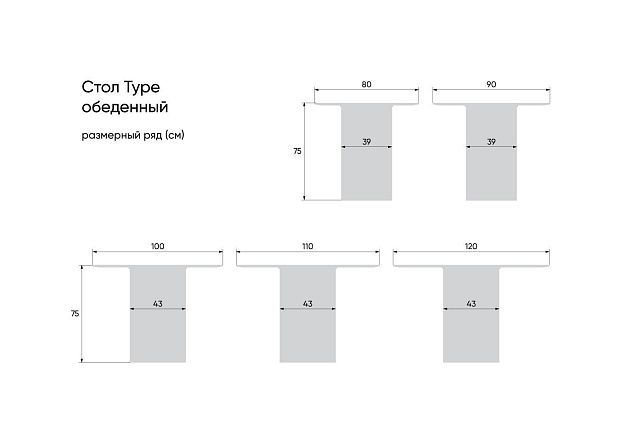 Стол обеденный Type D 100 см основание D 43 см (серый)