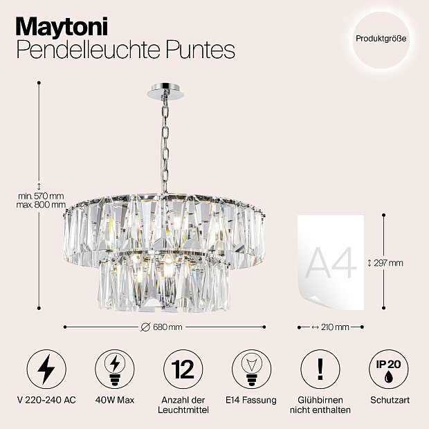 Подвесная люстра Maytoni Puntes MOD043PL-12CH