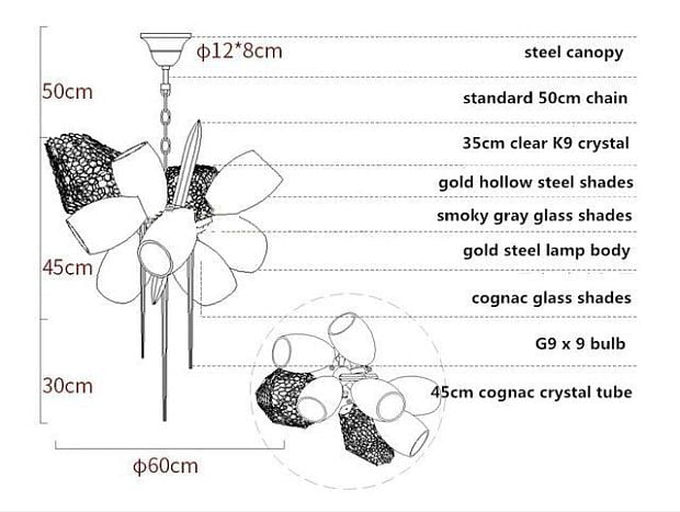 Люстра Britannica 8898P/AS gold/smoky