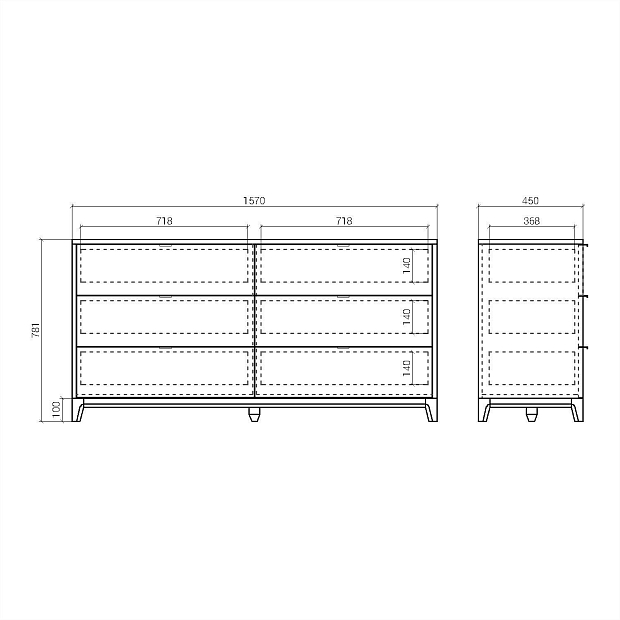 Комод CS059 Дуб тобакко, маренго RAL 5008