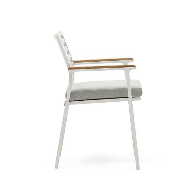Bona Уличный стул из алюминия в белой отделке и массива тикового дерева