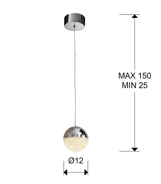 Подвесной светильник Sphere 1L Ø12 хром
