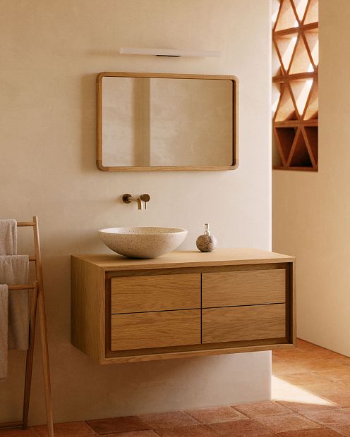 Kenta Мебель для ванной из массива тика с натуральной отделкой, 90 x 45 см
