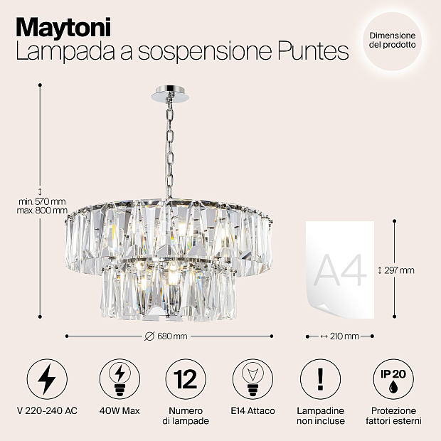 Подвесная люстра Maytoni Puntes MOD043PL-12CH