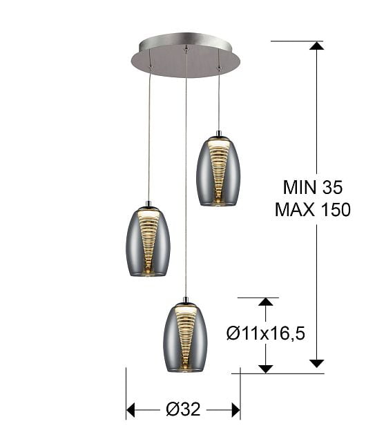 Подвесной светильник Nebula 3L LED хром