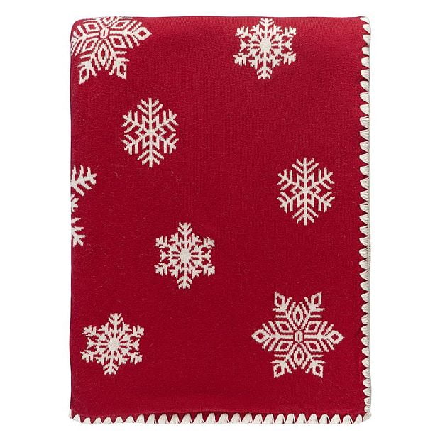 Плед из хлопка с новогодним рисунком fluffy snowflakes из коллекции new year essential, 130х180 см