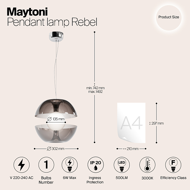 Подвесной светильник Maytoni MOD322PL-L6B3K