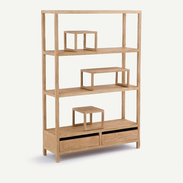 Шкаф книжный из переработанного вяза Alcove единый размер бежевый