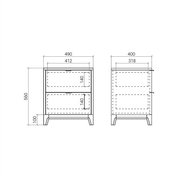 Прикроватная тумба CS010 Дуб тобакко, изумруд RAL 6004