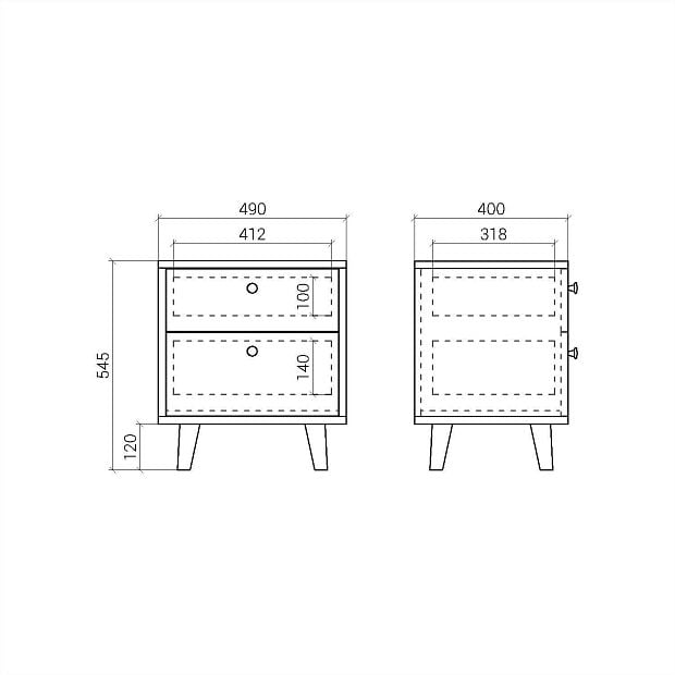 Прикроватная тумба Twin TW009 Дуб тобакко, оливковый RAL 7003