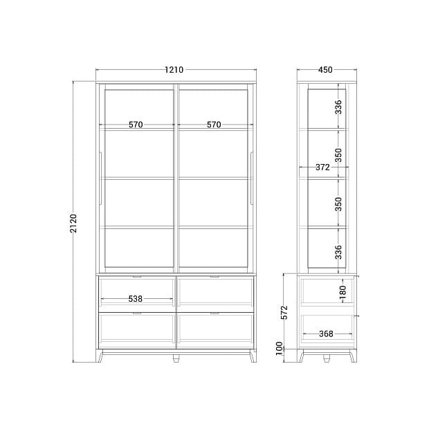 Витрина Case CS179 Дуб тобакко, маренго RAL 5008