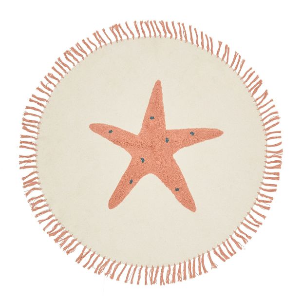 Talia Круглый ковер 100% хлопок с оранжевой морской звездой