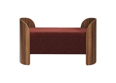 Банкетка Lagom 2 120 см (бордовый FiberGuard, орех)