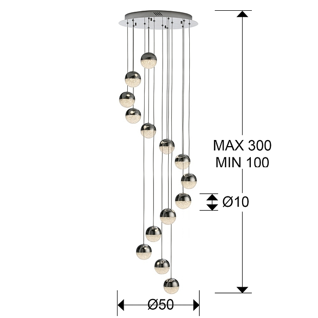 Подвесной светильник Sphere LED 14L Ø51 DIM BLUETOOTH хром