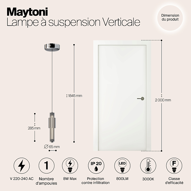 Подвесной светодиодный светильник Maytoni Verticale MOD308PL-L9CH3K