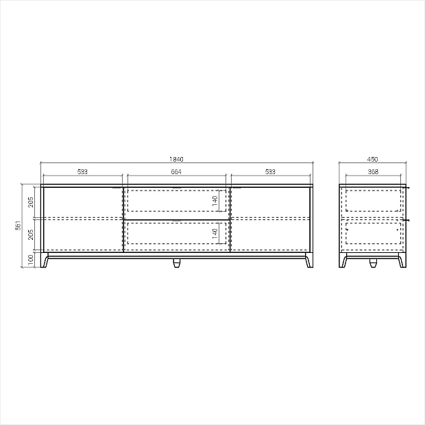 Тумба под тв Case CS090 бетон RAL 7037