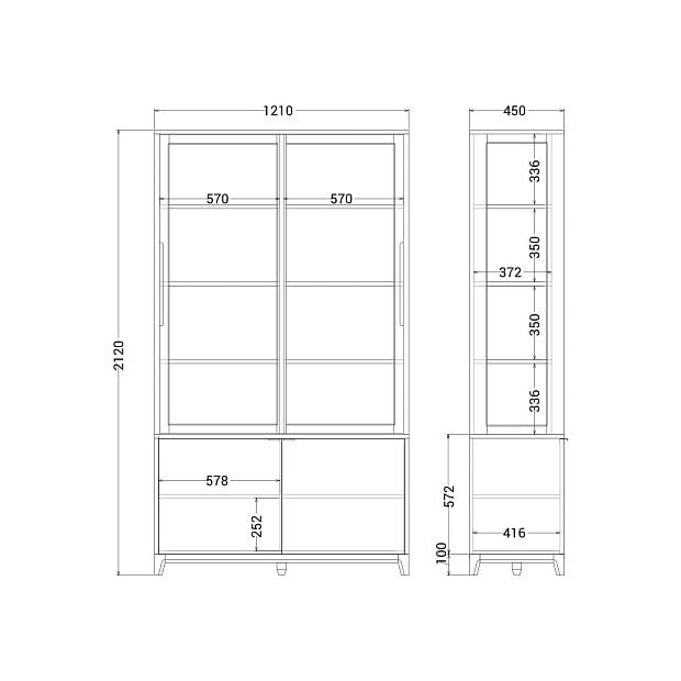 Витрина Case CS182 Дуб тобакко, чёрно-зеленый RAL 6012