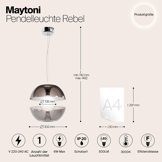 Подвесной светильник Maytoni MOD322PL-L6B3K