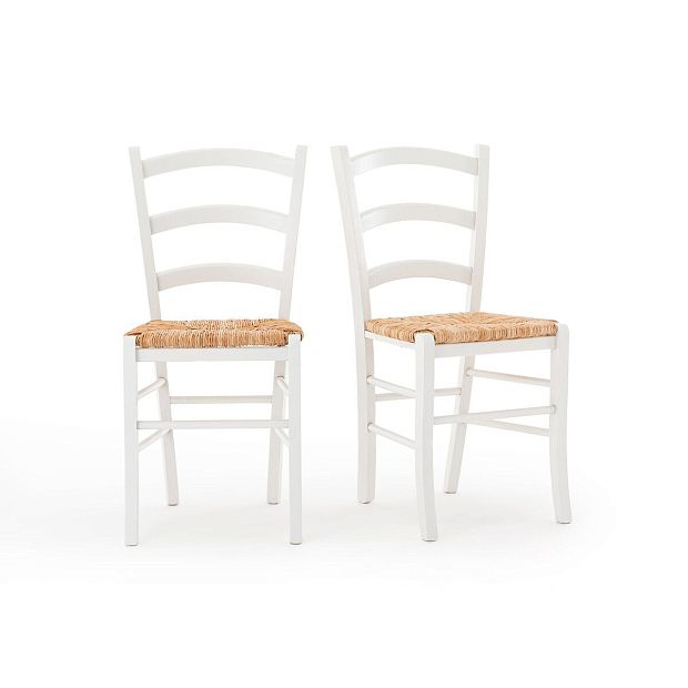 Комплект из 2 стульев с плетеным сидением Perrine единый размер белый