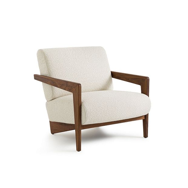 Кресло из массива ореха и буклированной ткани Izag бежевый