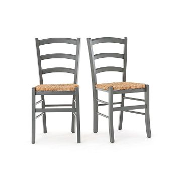 Комплект из 2 стульев с плетеным сидением Perrine единый размер серый
