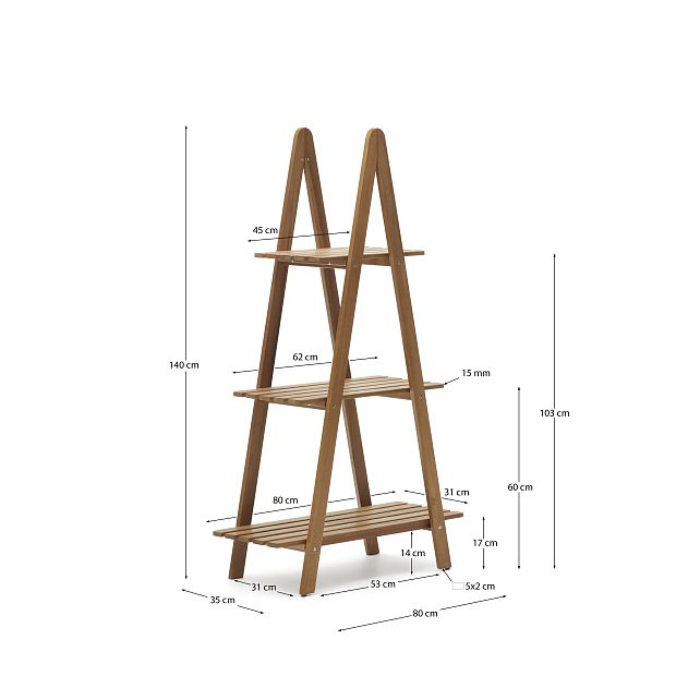 Victora Уличный стеллаж из массива акации 80 x 140 см