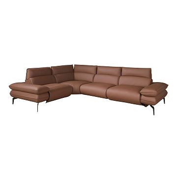 Угловой диван Relax из коричневой кожи, модель 6239