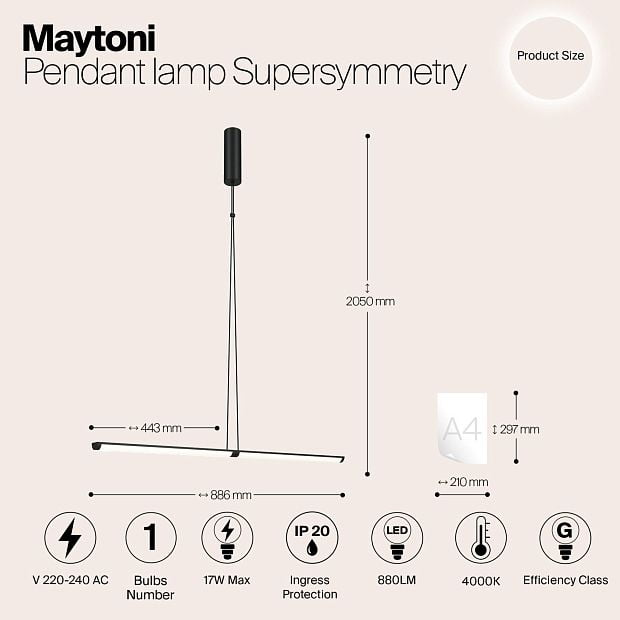 Подвесной светильник Supersymmetry P096PL-L11BK