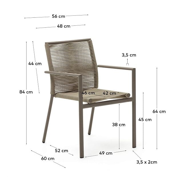 Culip Садовый стул из алюминия и шнура в коричневом цвете