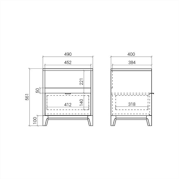 Прикроватная тумба Case CS006 асфальт RAL 7043