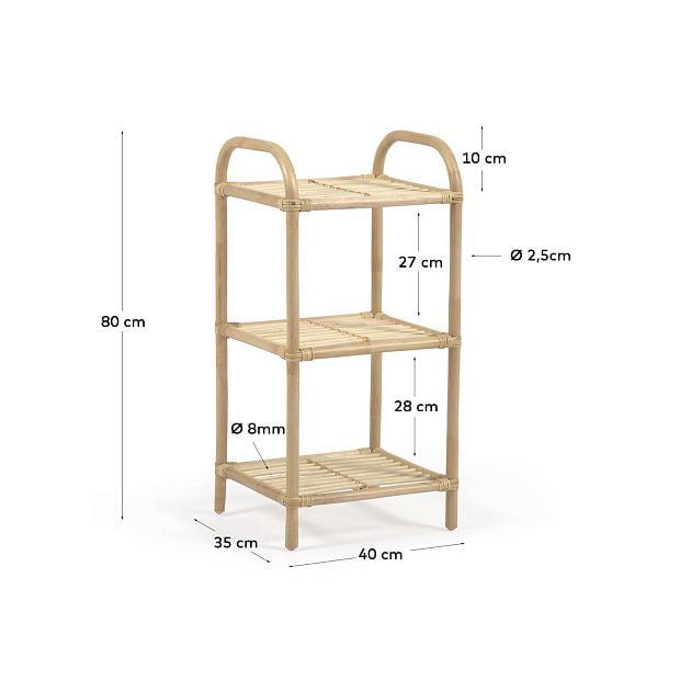 Стеллаж из ротанга Ormela с натуральной отделкой 40 x 81 см