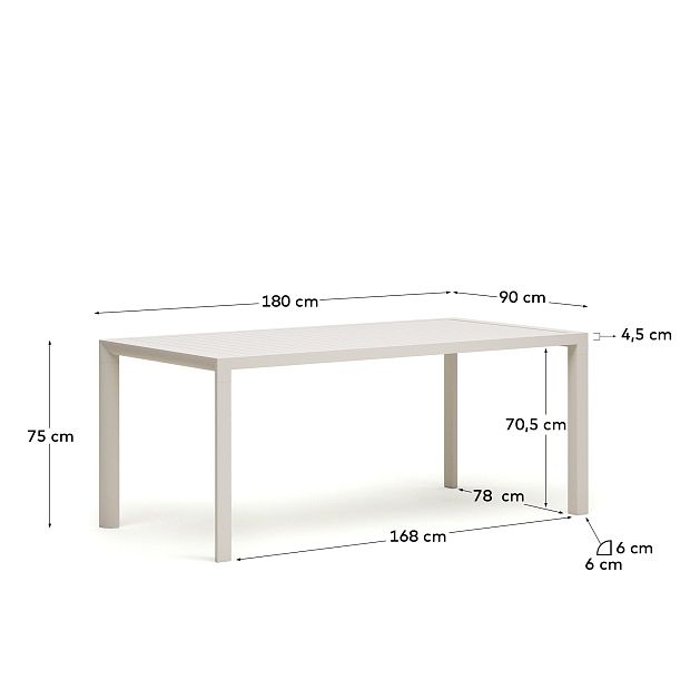 Culip Алюминиевый уличный стол с порошковым покрытием белого цвета 180 x 90 см