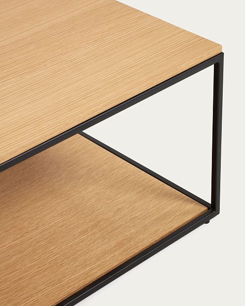 Yoana Журнальный столик из дубового шпона и черного металла 110 x 60 см