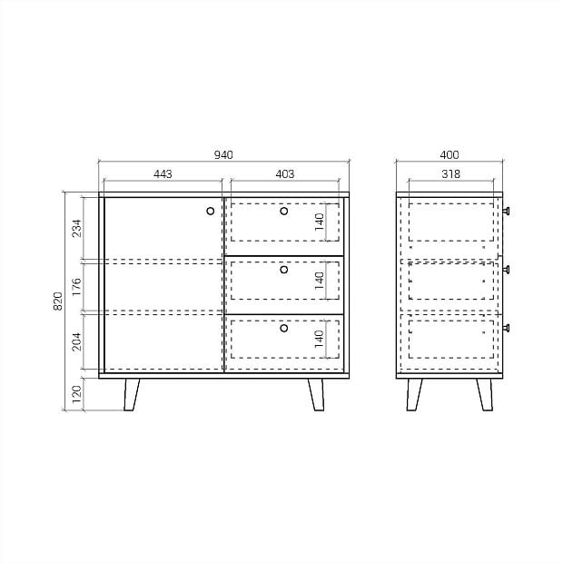 Комод Twin TW029 олово RAL 7046