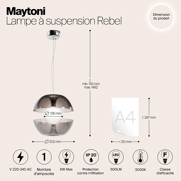 Подвесной светильник Maytoni MOD322PL-L6B3K