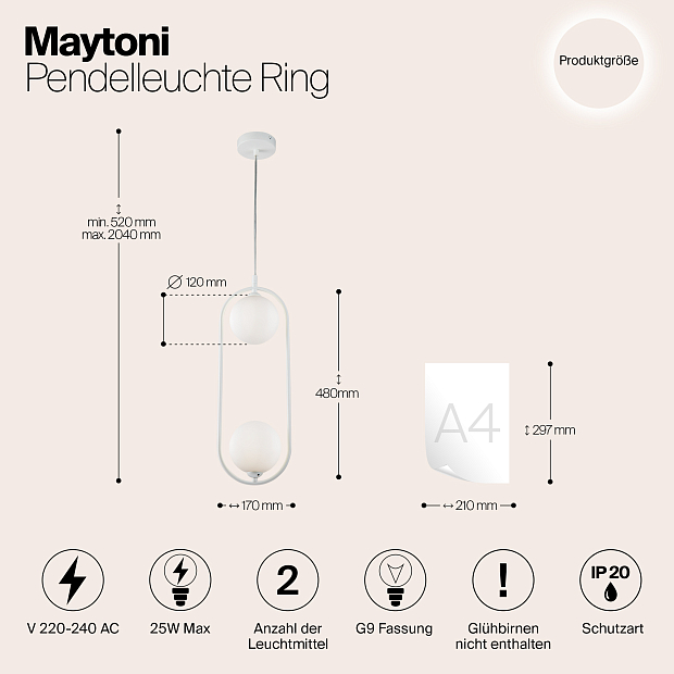 Подвесной светильник Maytoni Ring MOD013PL-02W