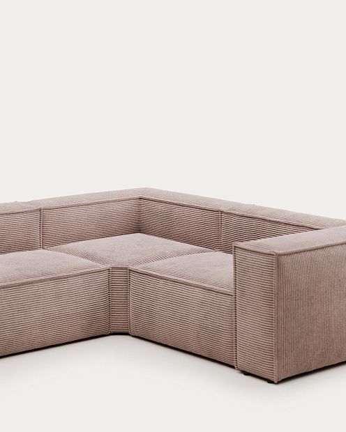 Угловой 4-х местный диван Blok розовый вельвет 320 x 230 cm