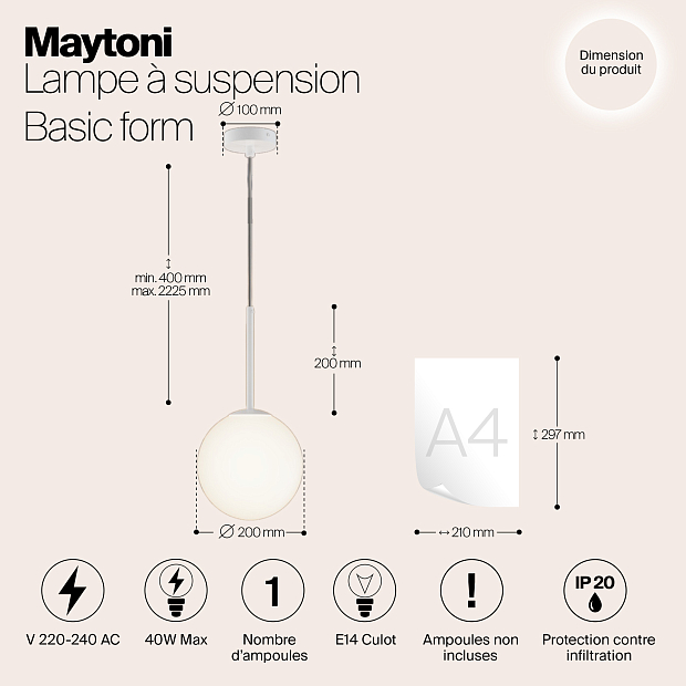 Подвесной светильник Maytoni MOD321PL-01W1