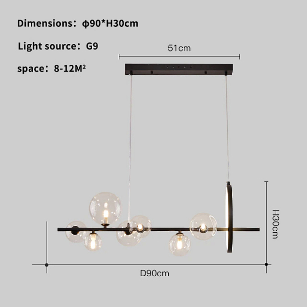 Люстра KG1233P-7 black/clear