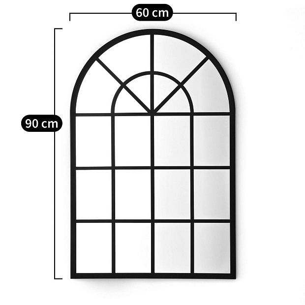Зеркало в индустриальном стиле в форме окна Lenaig черный