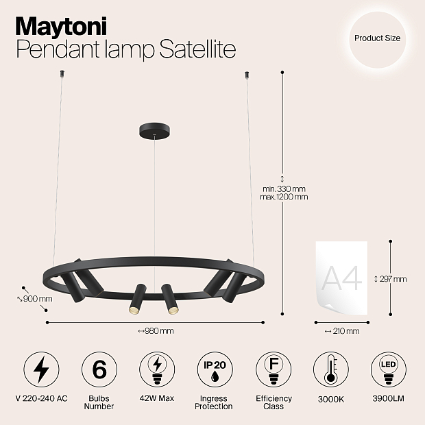 Подвесной светильник Maytoni MOD102PL-L42B