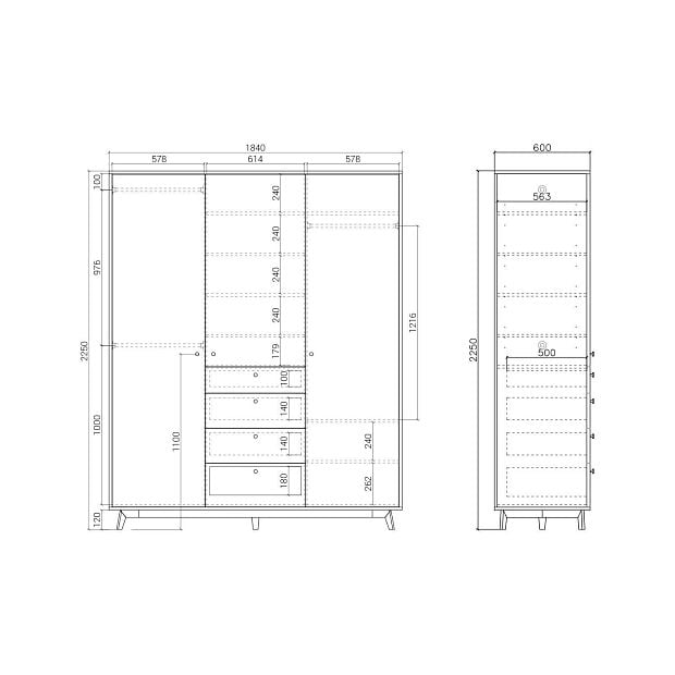 Шкаф Frame FR226 Темный дуб, Принт 120