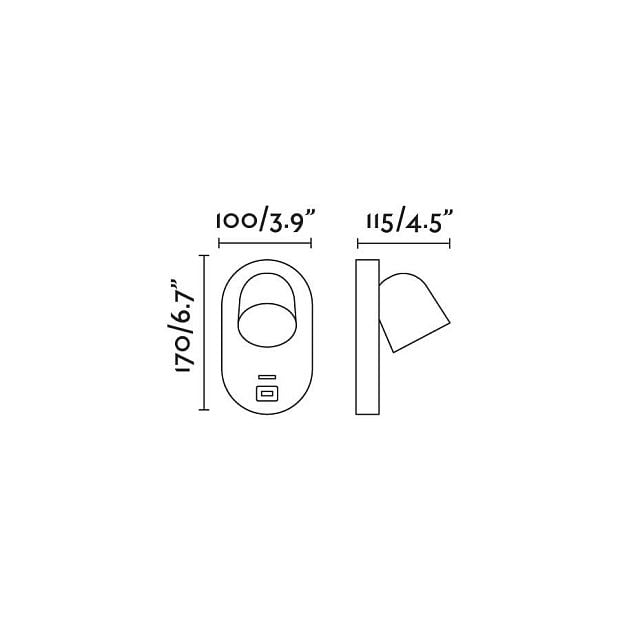 Бра Corb черное с USB