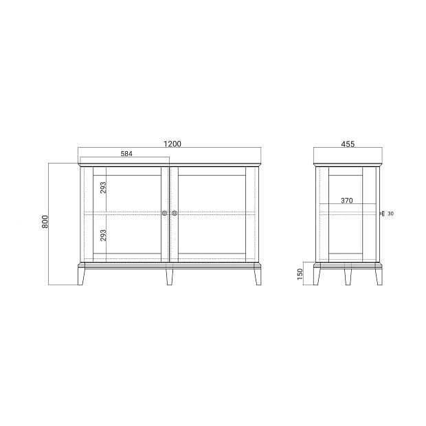 Низкая витрина CR160 Дуб карамель, оливковый RAL 7003