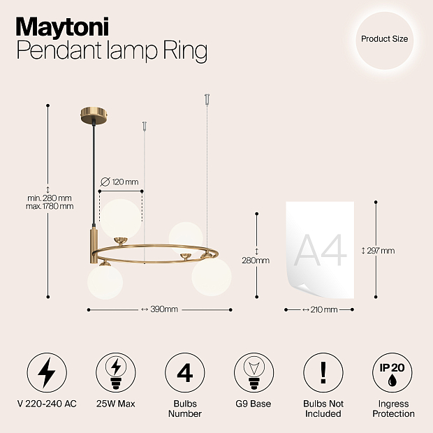 Подвесной светильник Maytoni MOD013PL-04BS1