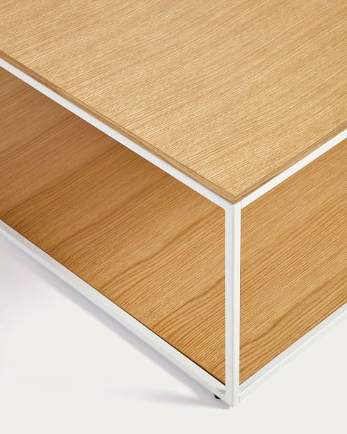 Yoana Журнальный столик из дубового шпона и белого металла 80 x 80 см