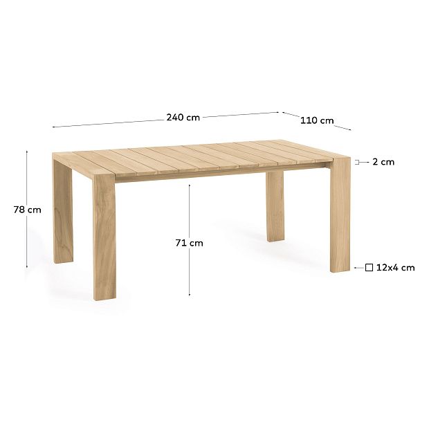 Victoire Уличный стол из массива тикового дерева 240 x 110 см