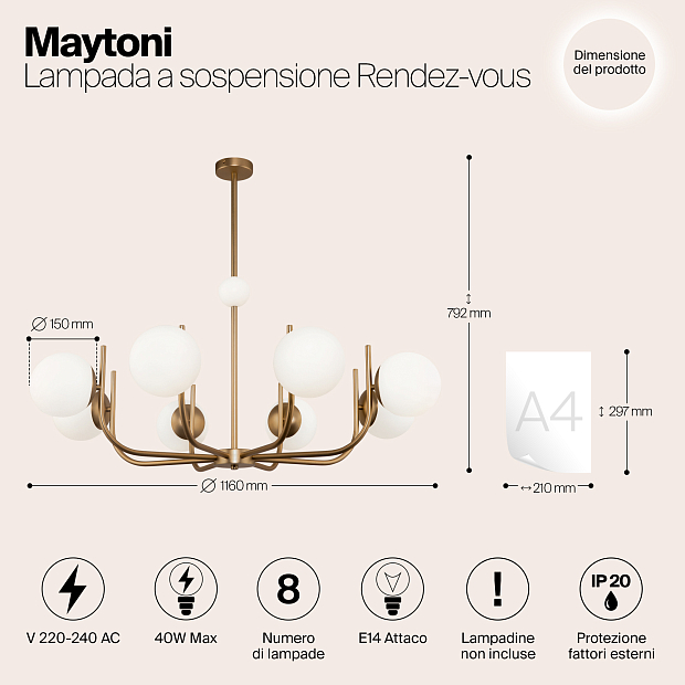 Подвесная люстра Maytoni Rendez-Vous MOD109PL-08BS