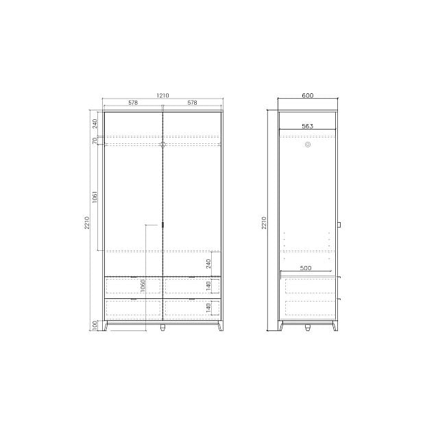 Шкаф Case CS217 Осветленный дуб, олово RAL 7046